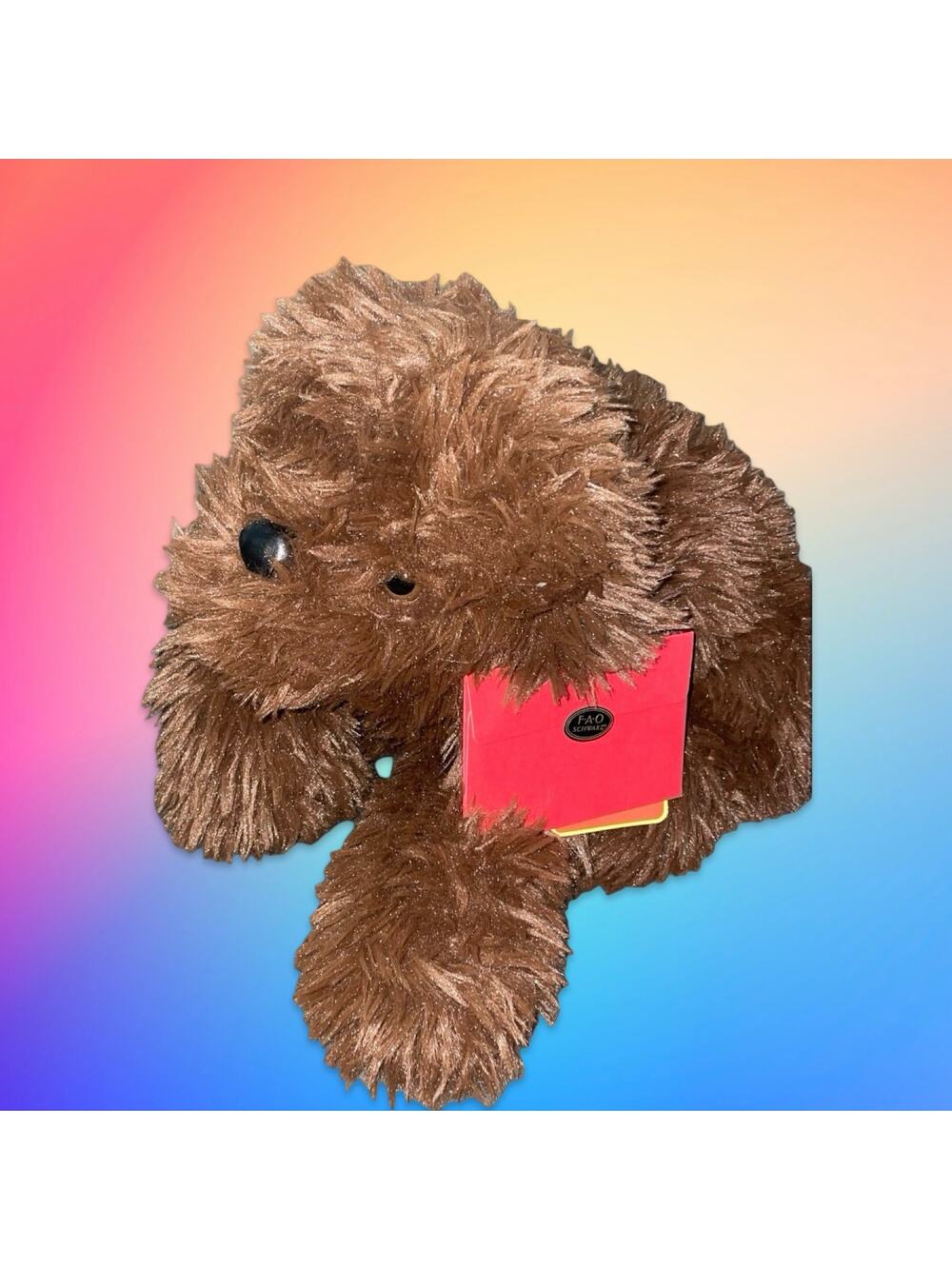 FAO Schwarz Adopt-A-Pet Brown Labradoodle Puppy Dog Plush Stuffed Animal NEW